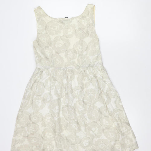 Gap Women's Ivory Floral Linen Dress, Size 12, Sleeveless