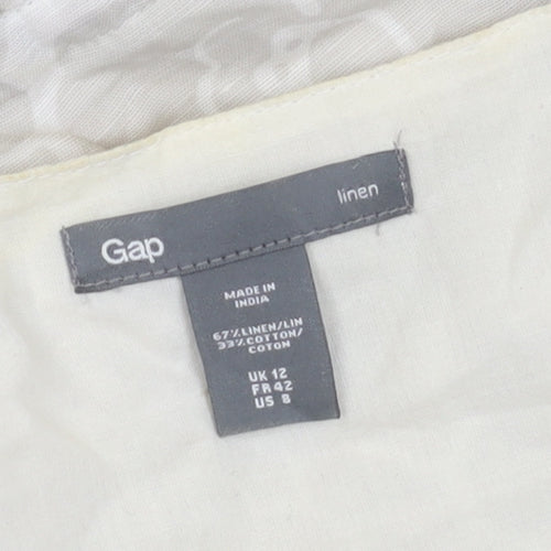 Gap Women's Ivory Floral Linen Dress, Size 12, Sleeveless