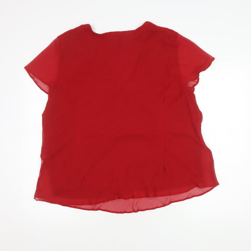 Bm Women's Red Wrap Blouse, Size 24, Short Sleeve