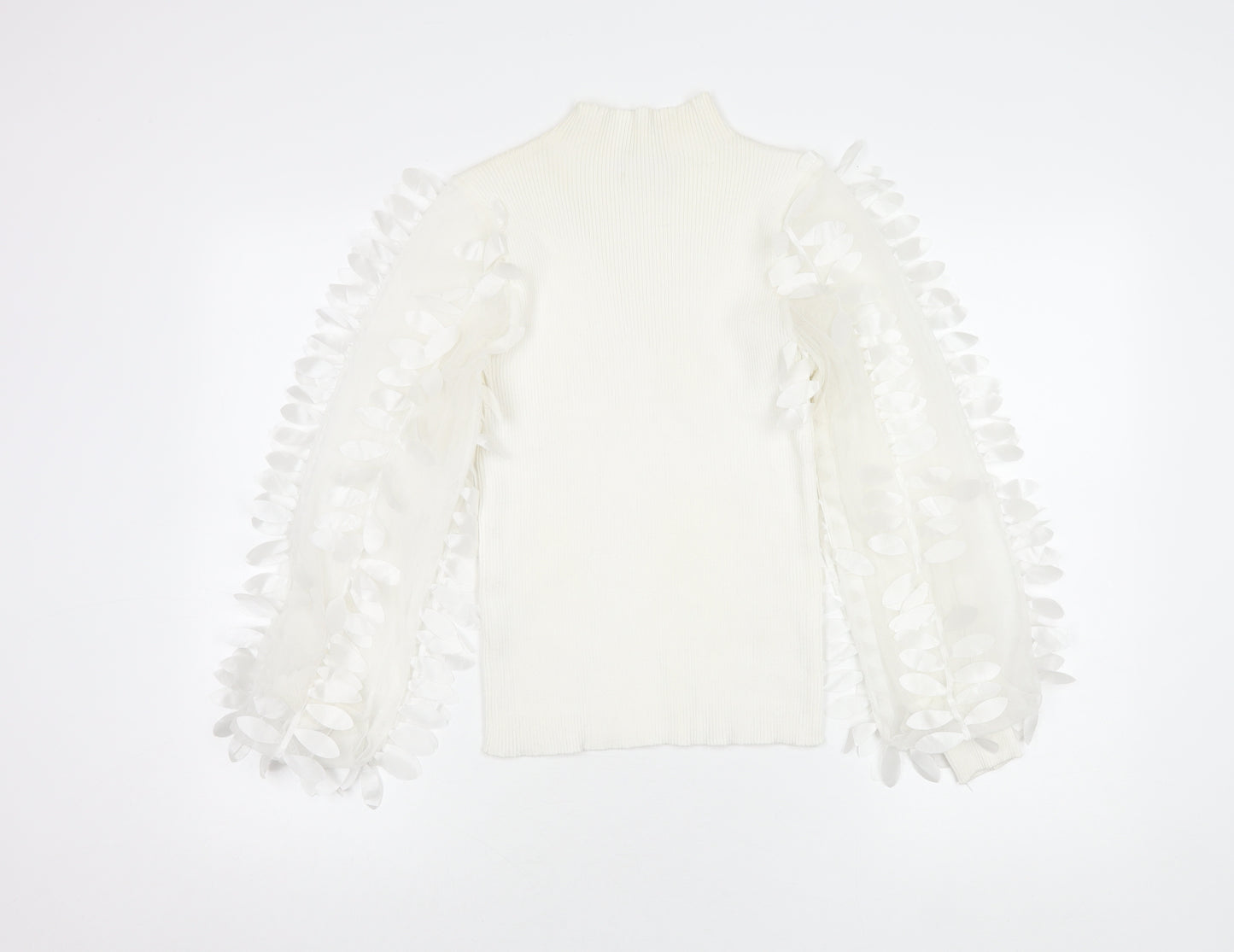 FLAMANT ROSE Ivory Balloon Sleeve Knit Top in S for Women