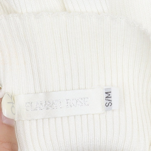 FLAMANT ROSE Ivory Balloon Sleeve Knit Top in S for Women