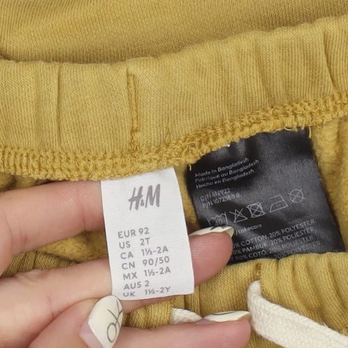 H&M Boys Yellow Jogger Trousers, Size 2 Years, Cotton Blend