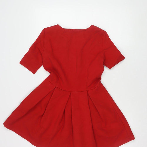 Zara Woman Red Fit & Flare Women's Dress M