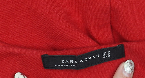 Zara Woman Red Fit & Flare Women's Dress M