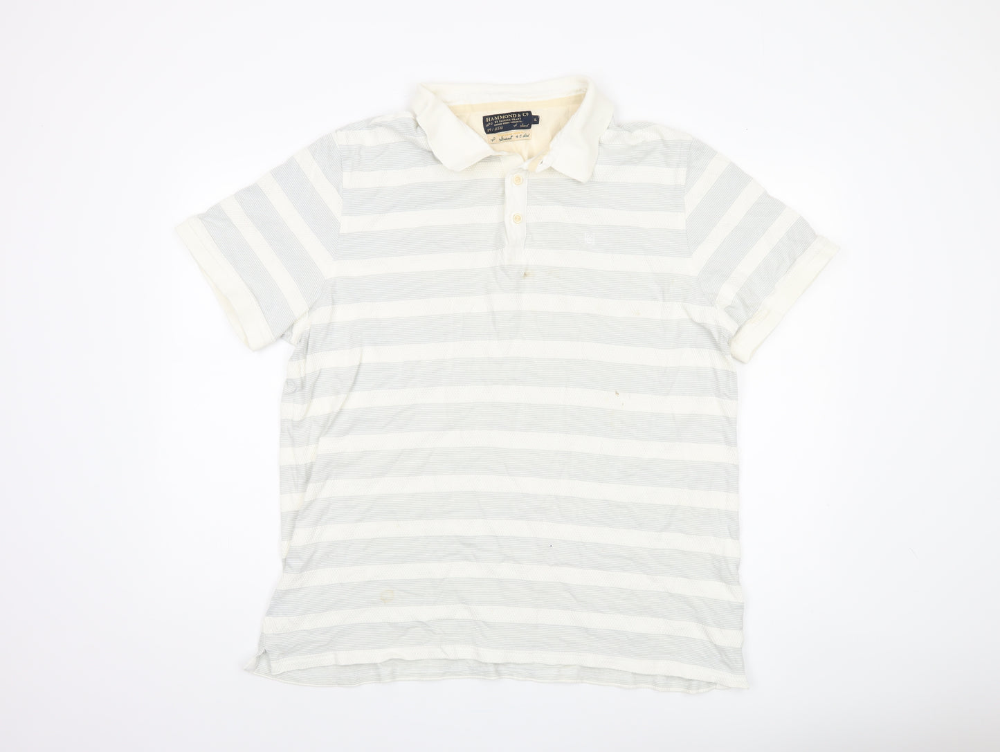 Hammond & Co. Men's Grey Striped Polo Shirt XL
