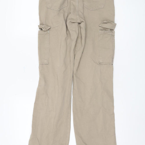 Stradivarius Beige Cargo Trousers for Women Size 6 Cotton Casual