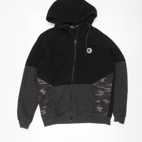 Peter England Men's Black Camouflage Hoodie M