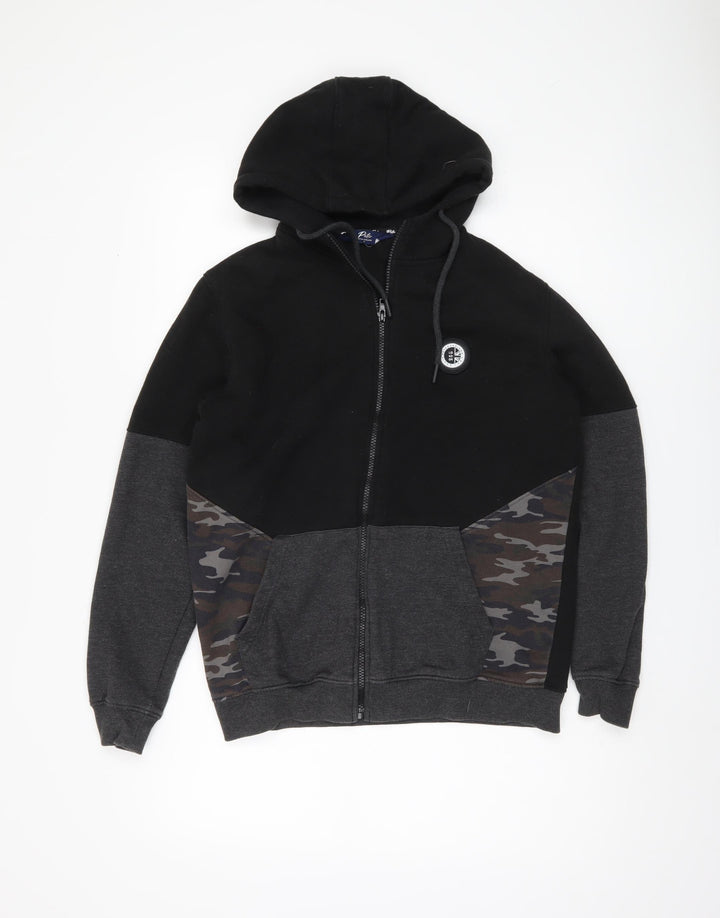 Peter England Men's Black Camouflage Hoodie M