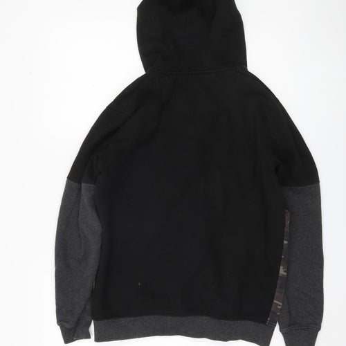 Peter England Men's Black Camouflage Hoodie M