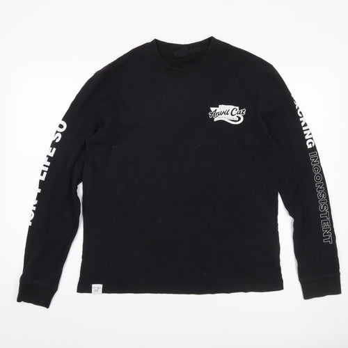 Anvil Cat Men's Black Long Sleeve Graphic T-Shirt S