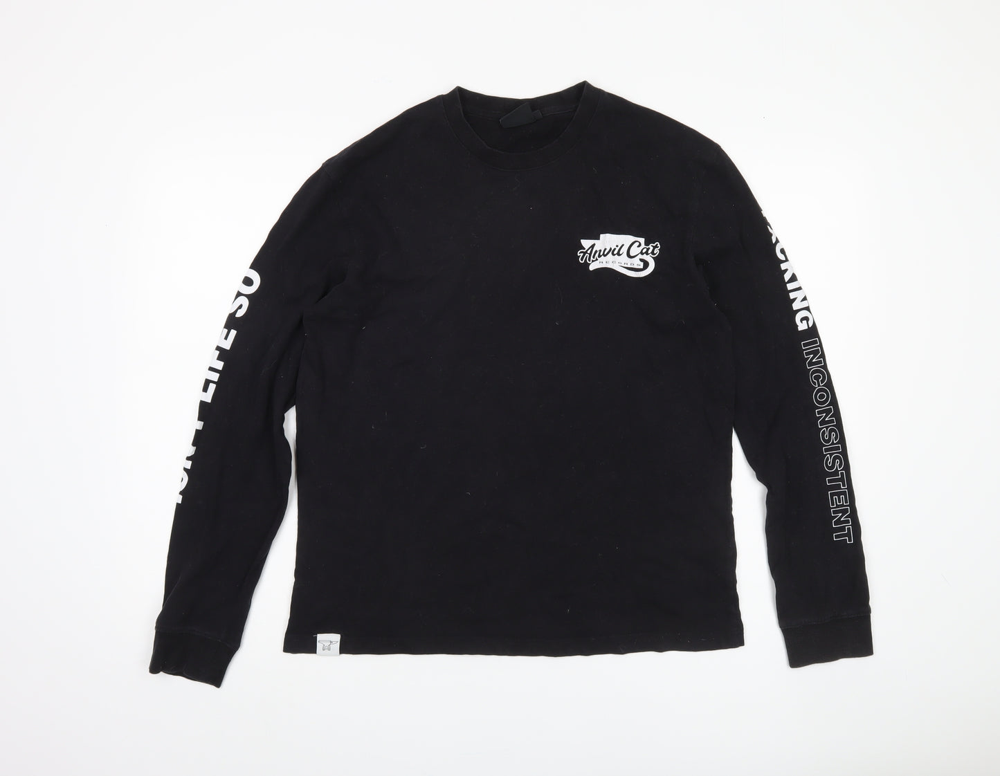 Anvil Cat Men's Black Long Sleeve Graphic T-Shirt S