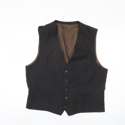 Fellini Men's Brown Check Waistcoat Size 44S
