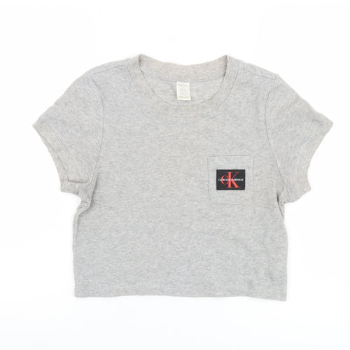 Calvin Klein Women's Grey Cropped T-Shirt, Size S