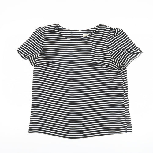 Oasis Women's Black Striped T-Shirt UK 14