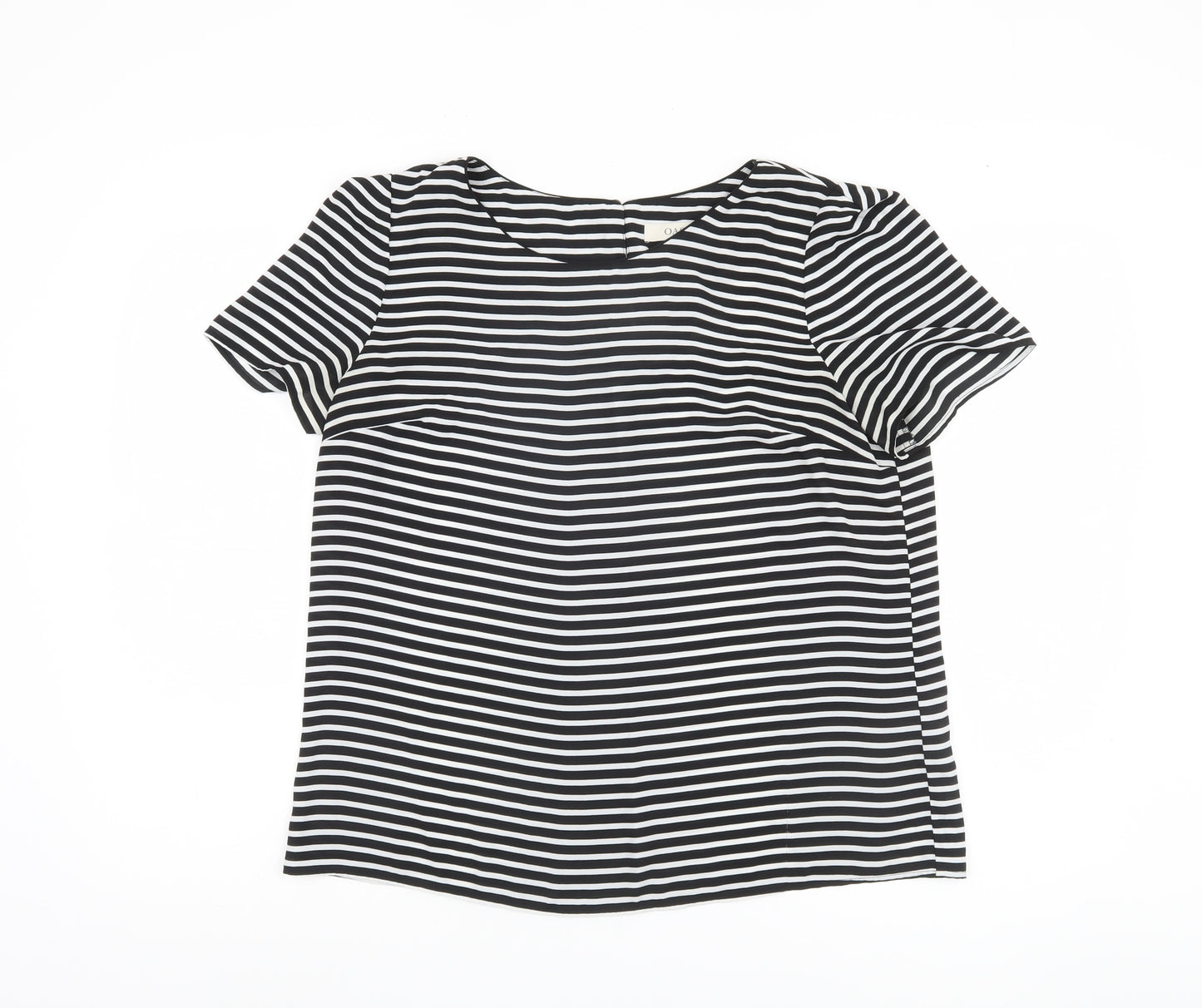 Oasis Women's Black Striped T-Shirt UK 14