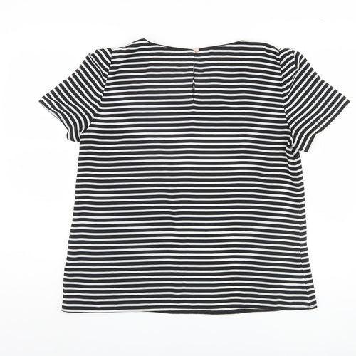 Oasis Women's Black Striped T-Shirt UK 14