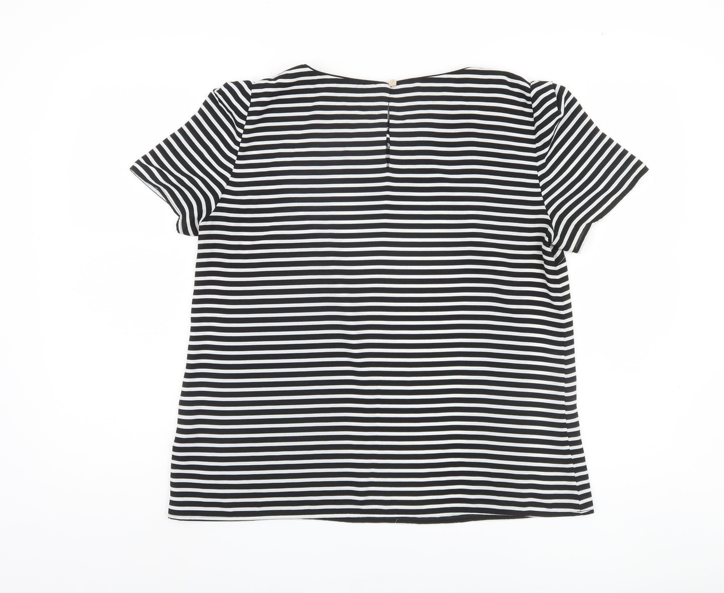 Oasis Women's Black Striped T-Shirt UK 14