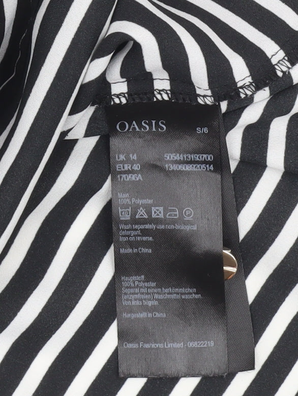 Oasis Women's Black Striped T-Shirt UK 14