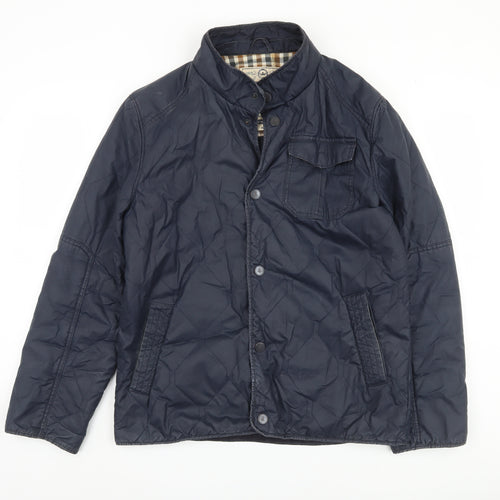 St George by Duffer Men's Blue Quilted Jacket Medium