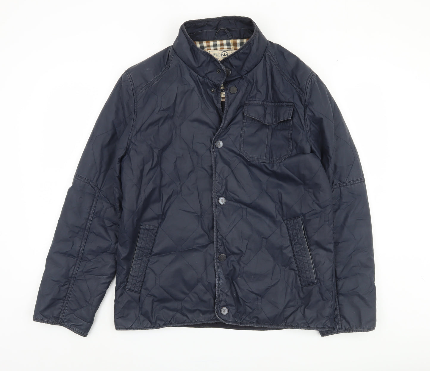 St George by Duffer Men's Blue Quilted Jacket Medium