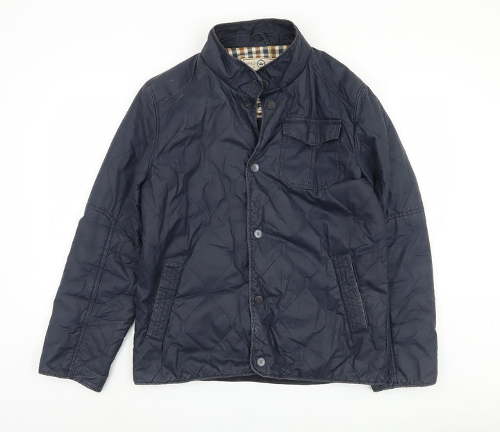 St George by Duffer Men's Blue Quilted Jacket Medium