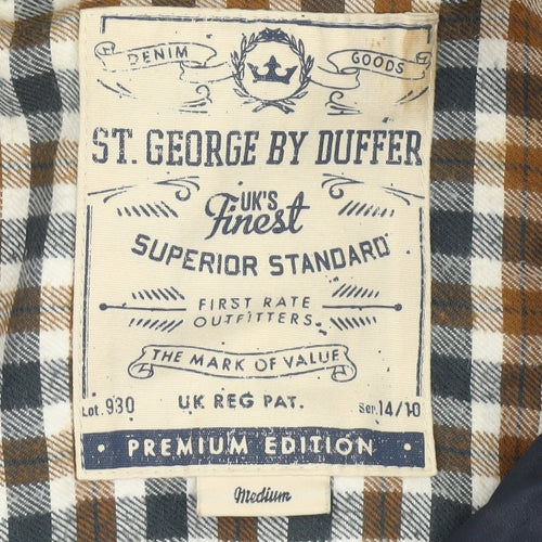 St George by Duffer Men's Blue Quilted Jacket Medium