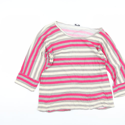 Splendid Women's Multicoloured Striped T-Shirt, M, 3/4 Sleeve