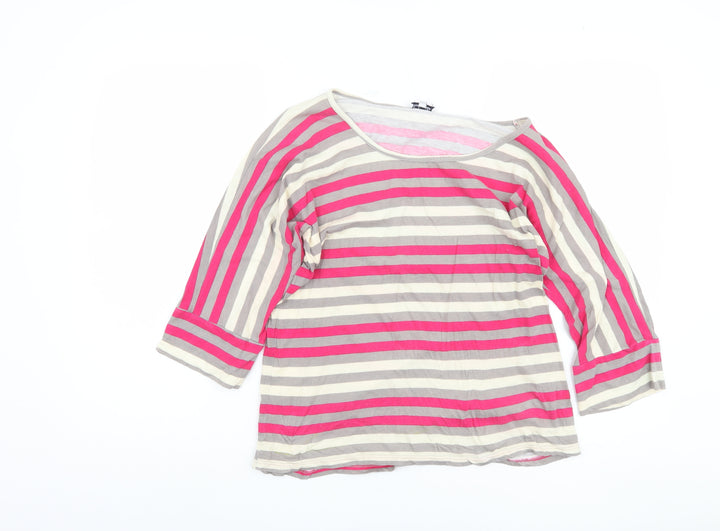 Splendid Women's Multicoloured Striped T-Shirt, M, 3/4 Sleeve