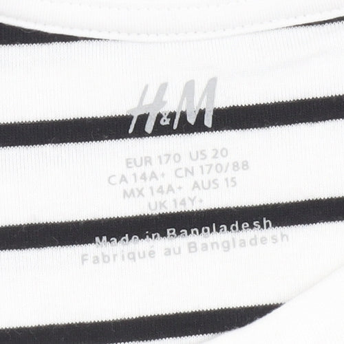 H&M Girls' Striped T-Shirt Dress, Size 14 Years, Casual Comfort