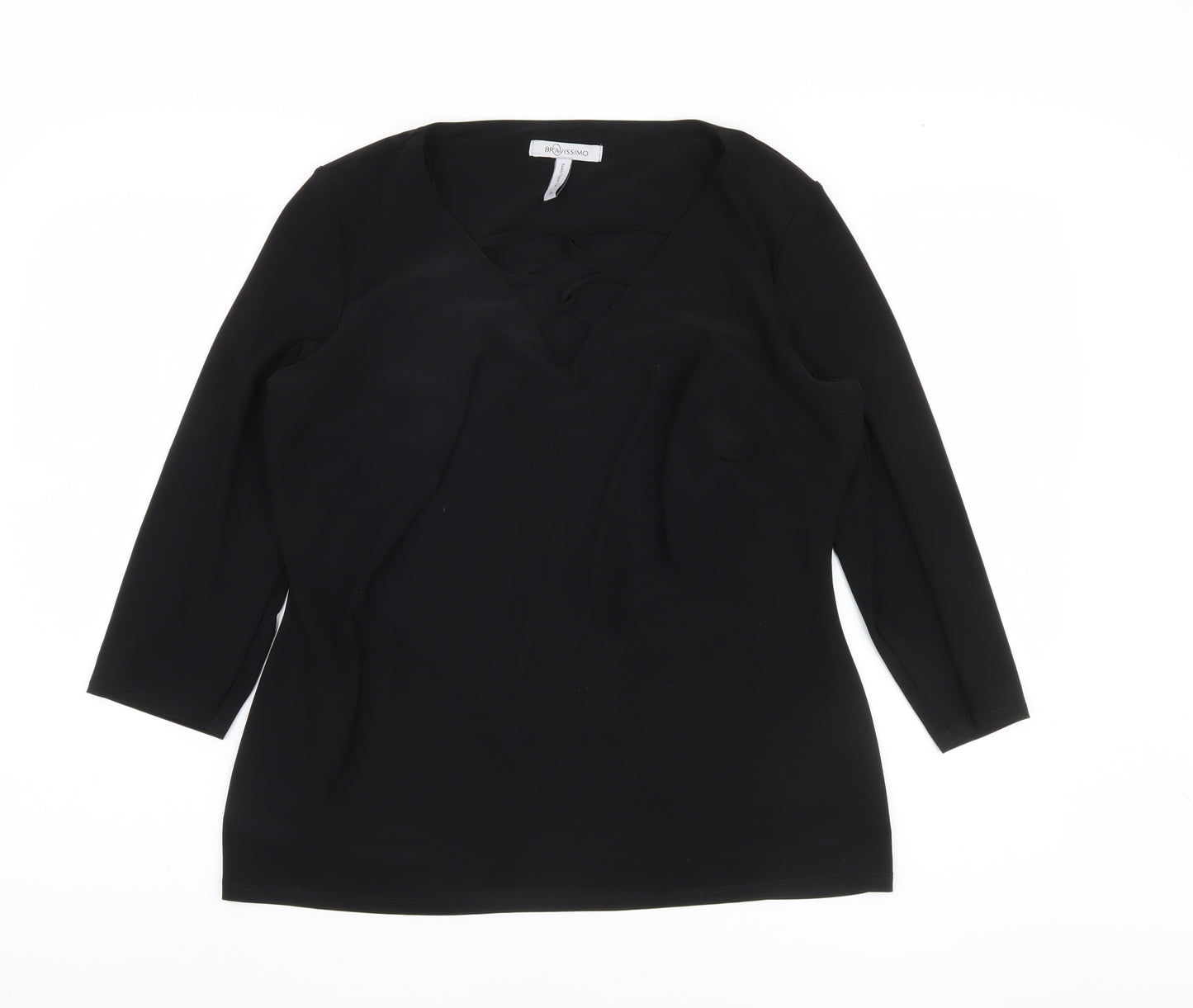 Bravissimo Black V-Neck Women's Top Size 16