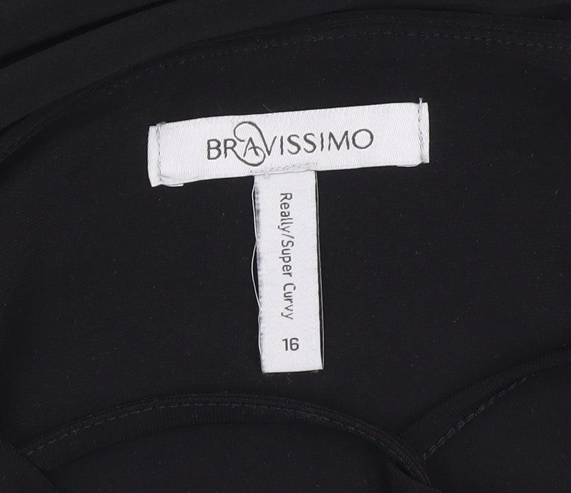 Bravissimo Black V-Neck Women's Top Size 16