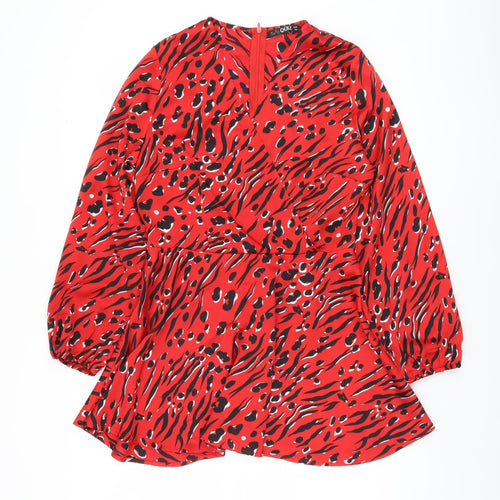Quiz Women's Red Animal Print Dress Size 10