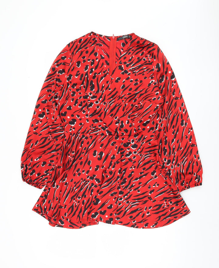 Quiz Women's Red Animal Print Dress Size 10