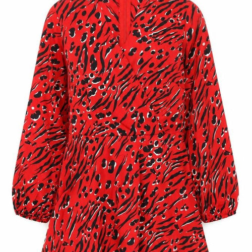 Quiz Women's Red Animal Print Dress Size 10