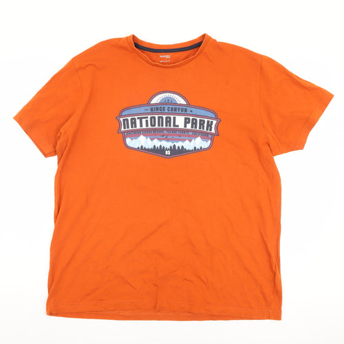 Dunnes Stores Men's Orange Graphic T-Shirt, Size L