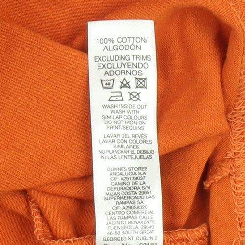 Dunnes Stores Men's Orange Graphic T-Shirt, Size L