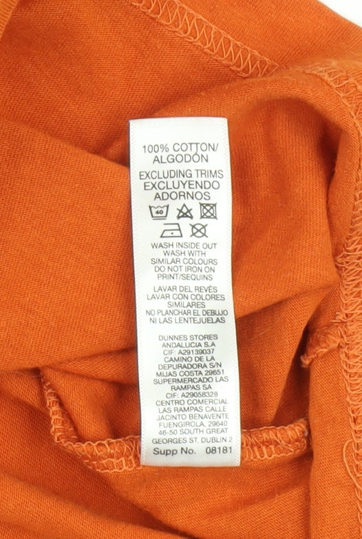Dunnes Stores Men's Orange Graphic T-Shirt, Size L