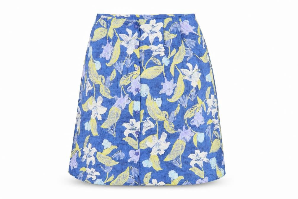 Marks and Spencer Women's Blue Floral A-Line Skirt, Size 14