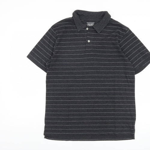Old Navy Men's Black Striped Polo, Medium, Casual Wear