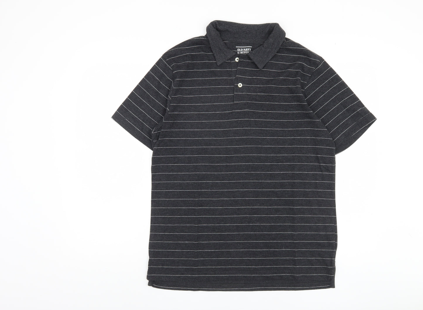Old Navy Men's Black Striped Polo, Medium, Casual Wear