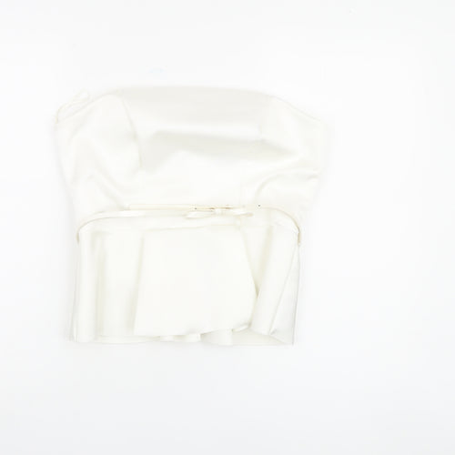 Lipsy Women's White Strapless Satin Top Size 14