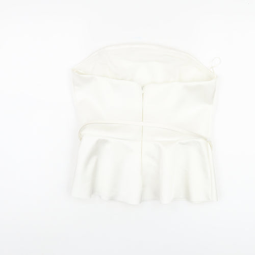 Lipsy Women's White Strapless Satin Top Size 14