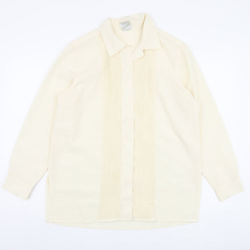 Classic Woman Ivory Polyester Long Sleeve Blouse Size 14