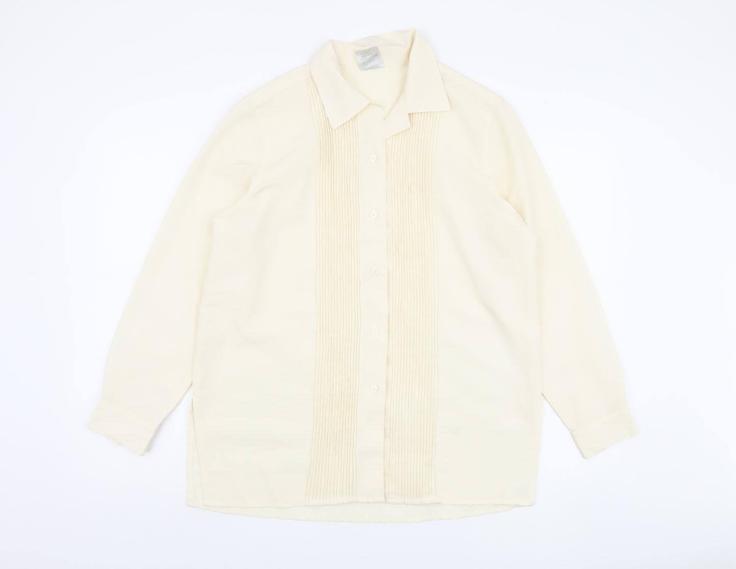 Classic Woman Ivory Polyester Long Sleeve Blouse Size 14