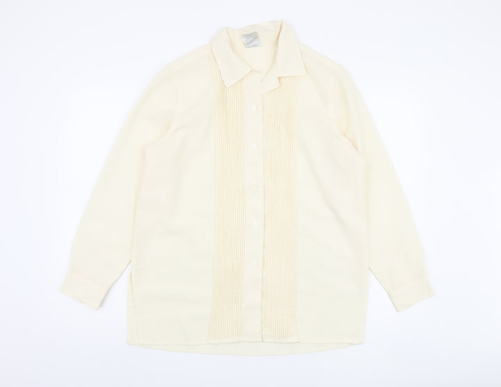 Classic Woman Ivory Polyester Long Sleeve Blouse Size 14