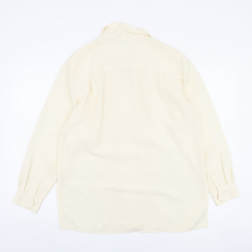 Classic Woman Ivory Polyester Long Sleeve Blouse Size 14
