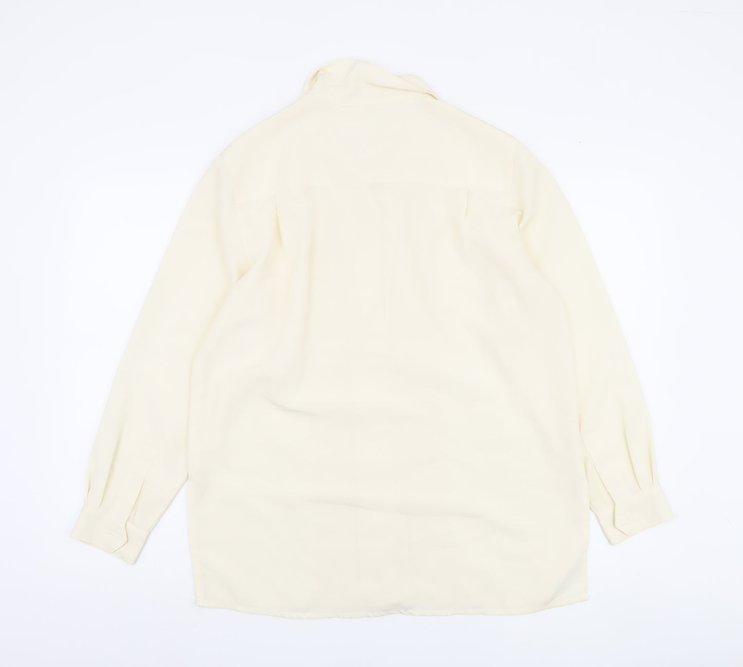 Classic Woman Ivory Polyester Long Sleeve Blouse Size 14