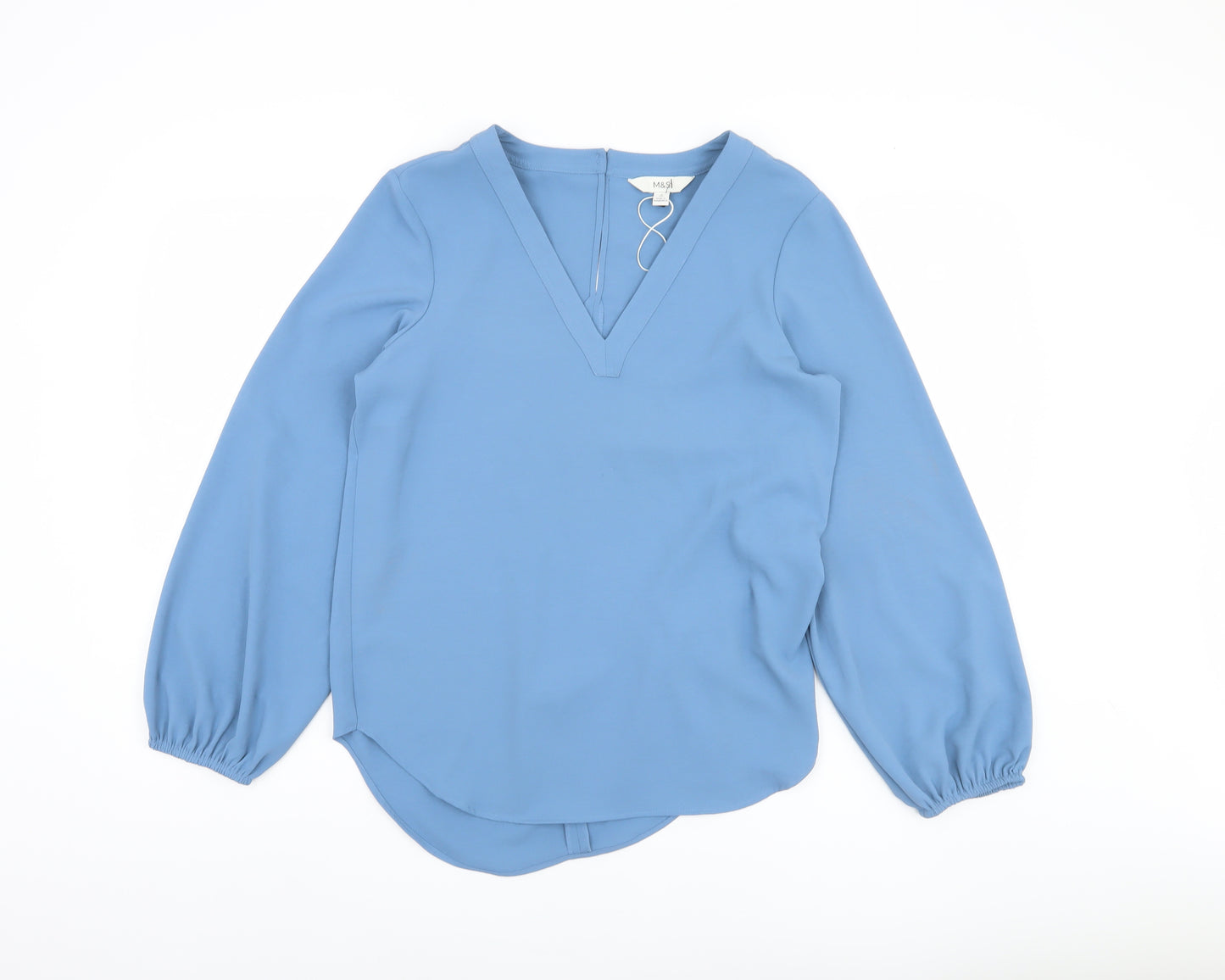 Marks and Spencer Blue Women's V-Neck Long Sleeve Blouse