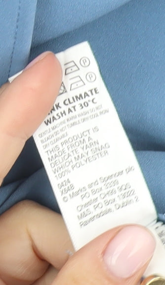 Marks and Spencer Blue Women's V-Neck Long Sleeve Blouse