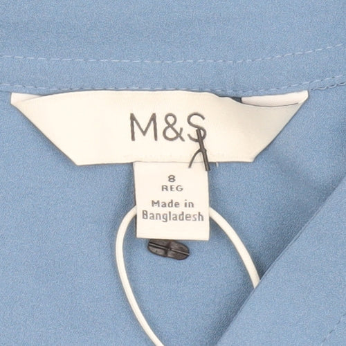 Marks and Spencer Blue Women's V-Neck Long Sleeve Blouse